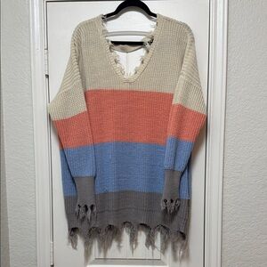 Stylish V-Neck Colorblock Sweater